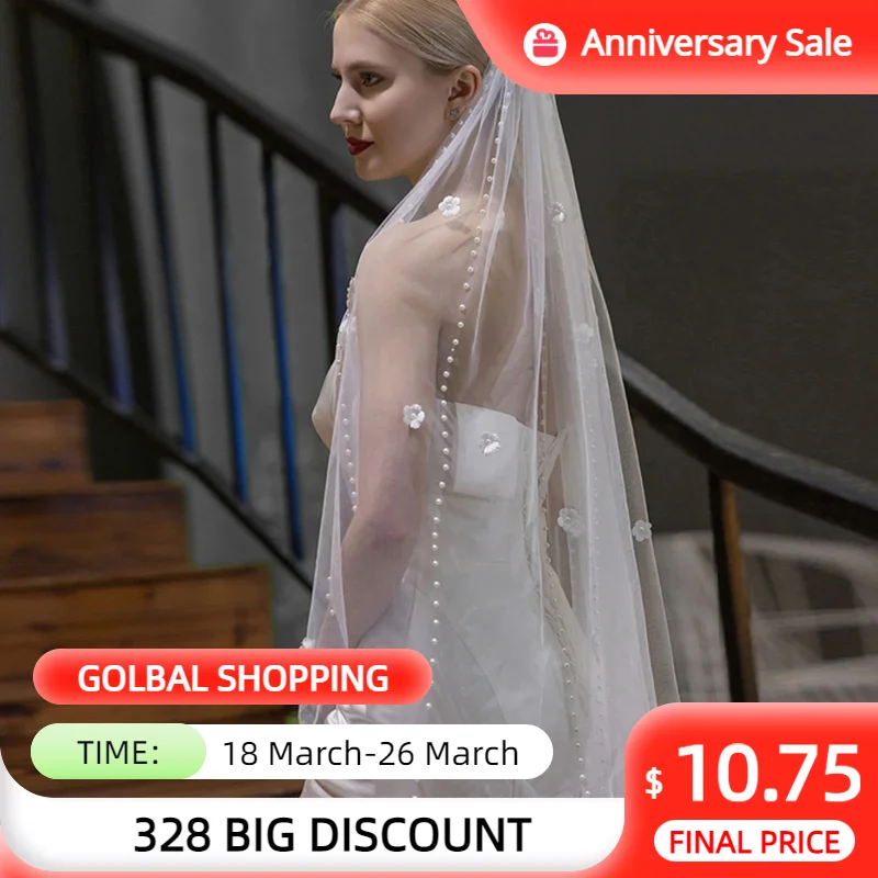V193 Bridal Veil Pearls Beaded Wedding Veil 3D Flowers Long Cathedral Soft Bridal Illusion with Comb Elegant Bride Accessories
V193 Bridal Veil Pearls Beaded Wedding Veil 3D Flowers Long Cathedral Soft Bridal Illusion with Comb Elegant Bride Accessories