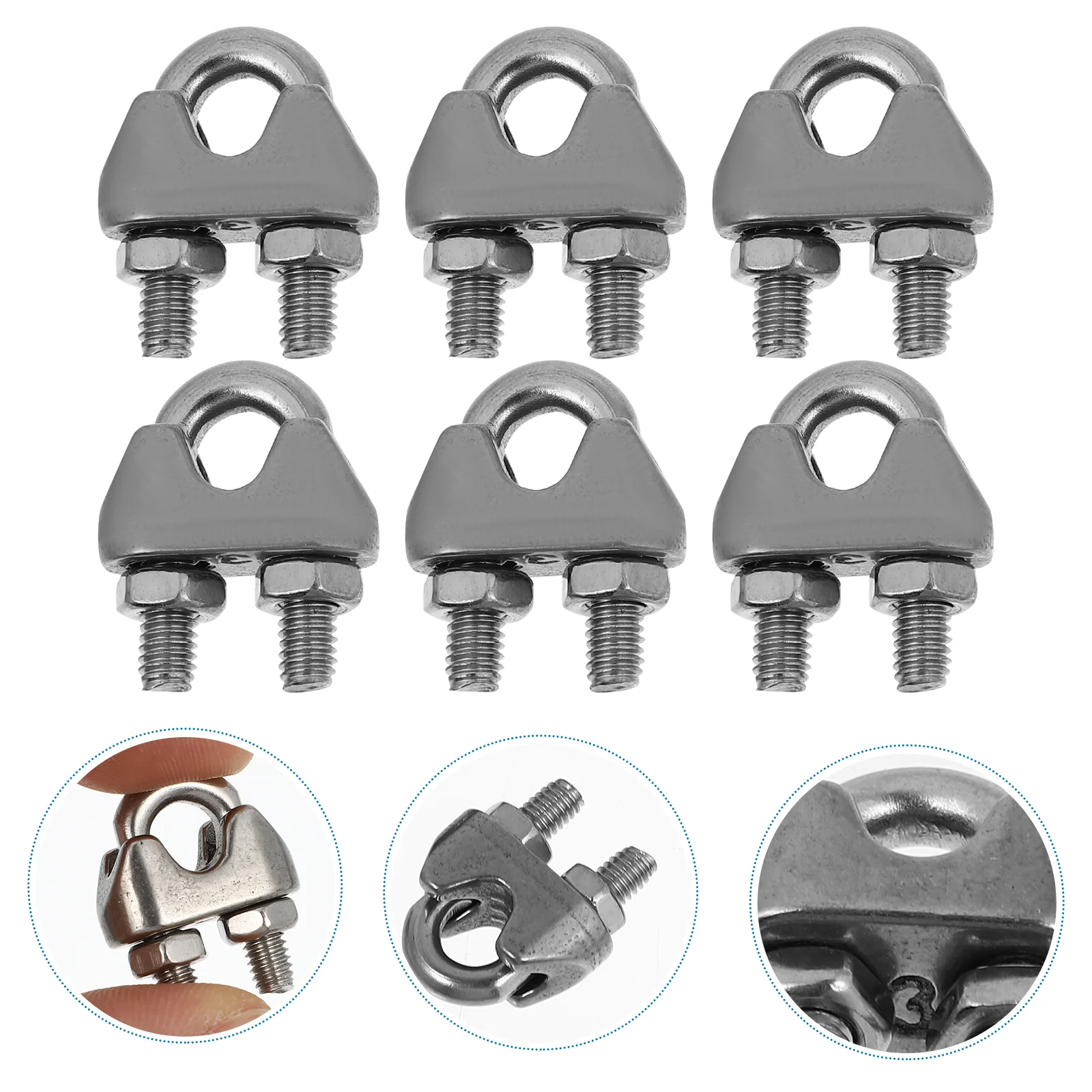 

10 Pcs Wire Rope Chuck Fence Gates Hardwares Clamps Clips Fastener U-type Cable Stainless Steel Rigging Hanging Banners