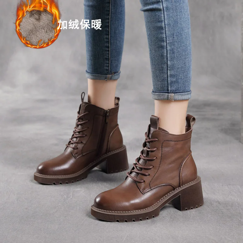 New Hot Mid Heel Chunky Heel Real Leather with Fleece Lining Cotton First Layer Cowhide Zipper Martin Ankle Ankle Simple
New Hot Mid Heel Chunky Heel Real Leather with Fleece Lining Cotton First Layer Cowhide Zipper Martin Ankle Ankle Simple