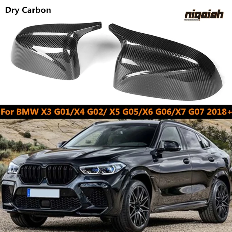 

Rearview Mirror Covers Caps Real Dry Carbon Fiber Replacement Shell For BMW X3 X4 X5 X6 X7 G01 G08 G02 G05 G06 G07 2018+