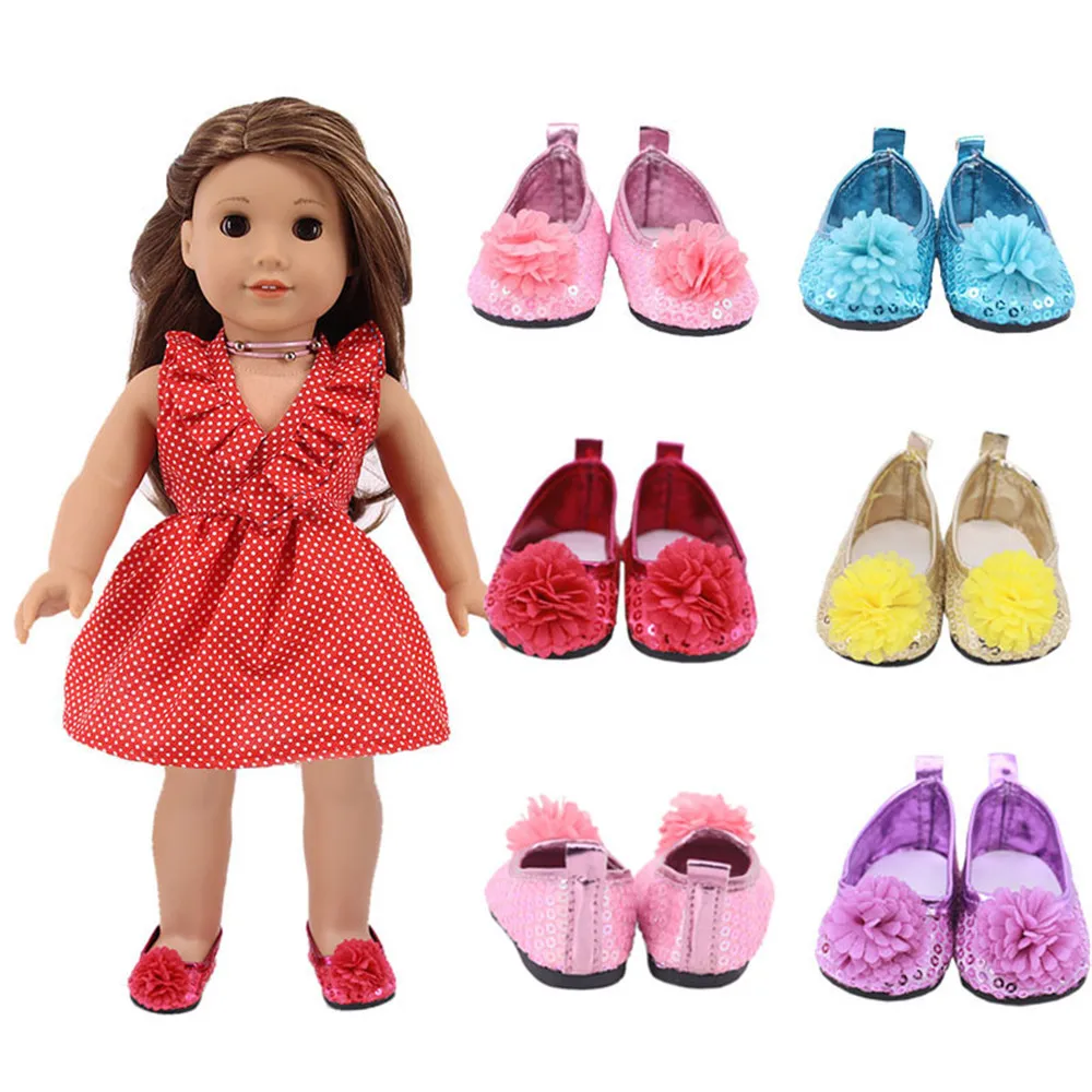 18 Inch American Doll Shoes Pink Bow Sequin 7CM Shoes with Flower Fit 43cm Baby New Born Doll Clothes Girl`s Accessories
18 Inch American Doll Shoes Pink Bow Sequin 7CM Shoes with Flower Fit 43cm Baby New Born Doll Clothes Girl`s Accessories