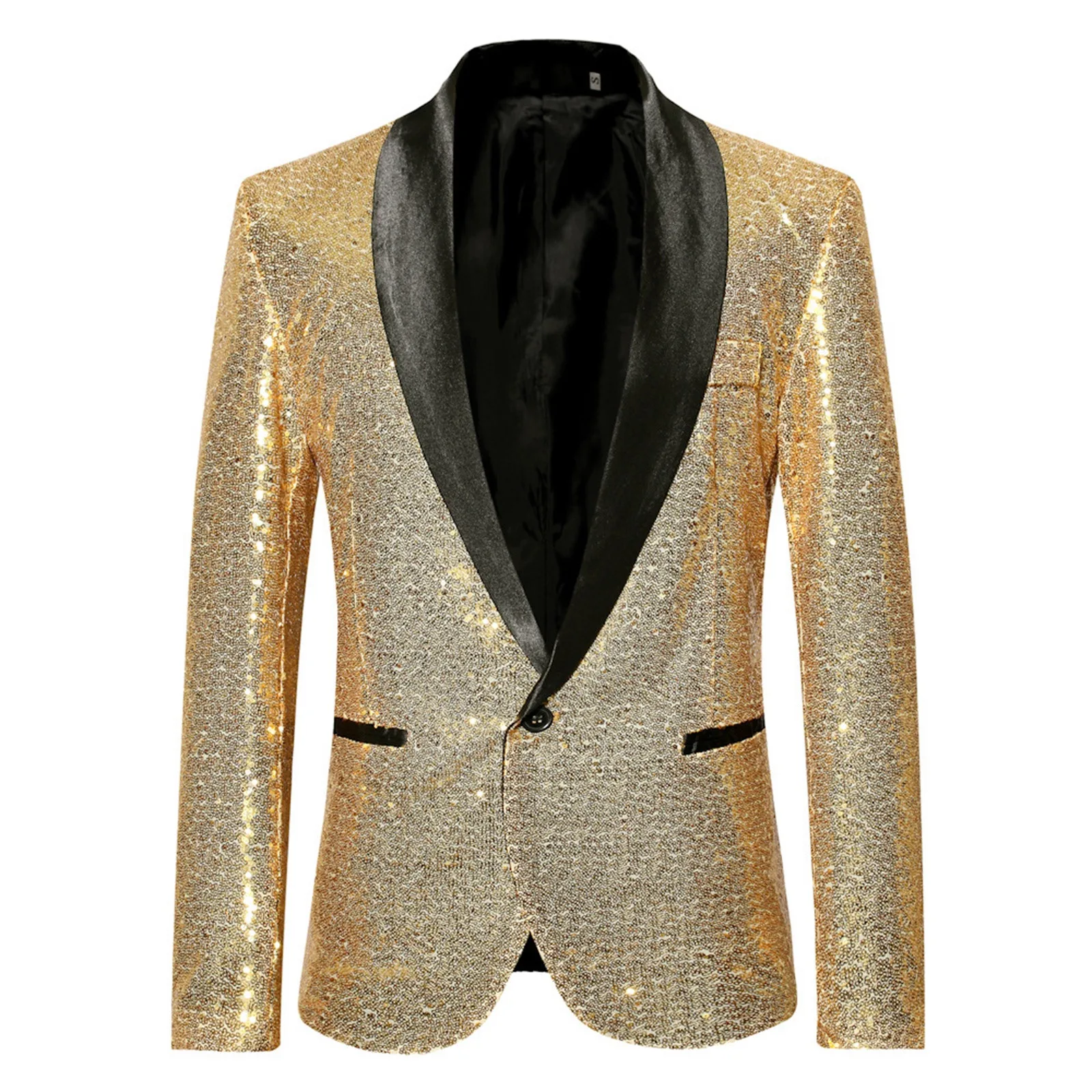 

Shiny Gold Sequin Glitter Embellished Blazer Jacket Men Nightclub Prom Suit Coats Mens Costume Homme Stage Clothes For Singers