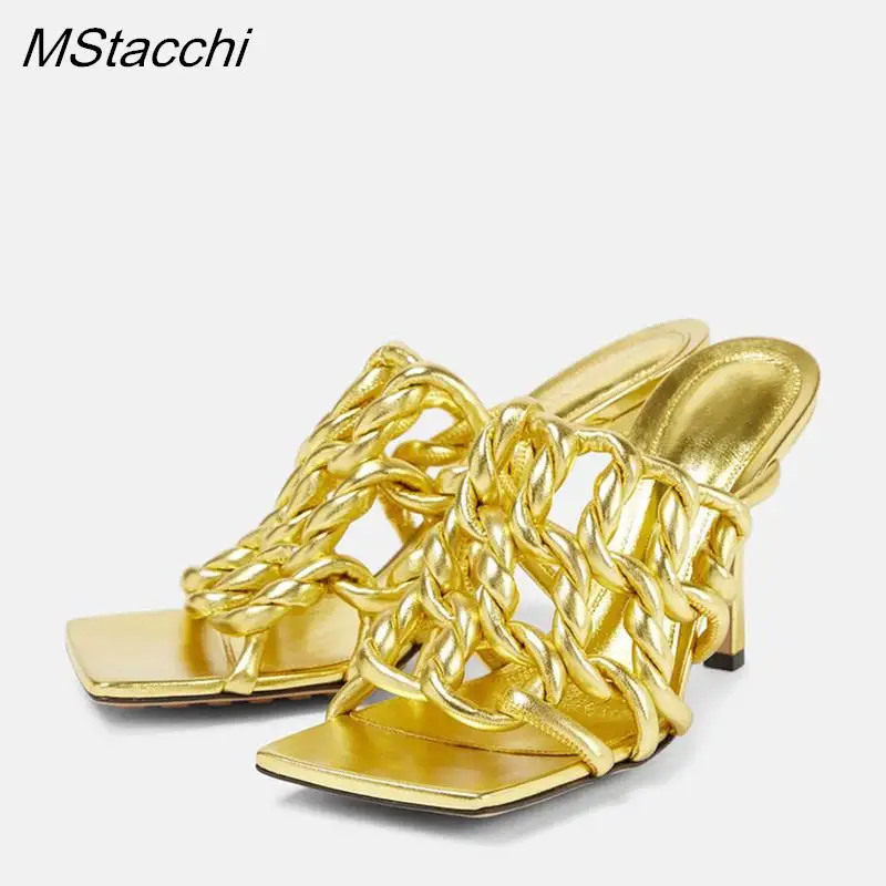 Cross-tied Narrow Band Women Slippers Summer Sexy Gold Party Shoes Square Toe High Heels Women's Sandals Runway Style Flip-flops
Cross-tied Narrow Band Women Slippers Summer Sexy Gold Party Shoes Square Toe High Heels Women's Sandals Runway Style Flip-flops