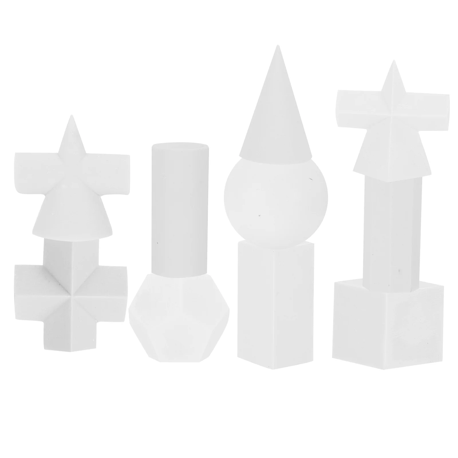 

10 Pcs Decor Sketch Geometry Geometrical Sculpture Practice Tool Epoxy Resin Figurine White Office
