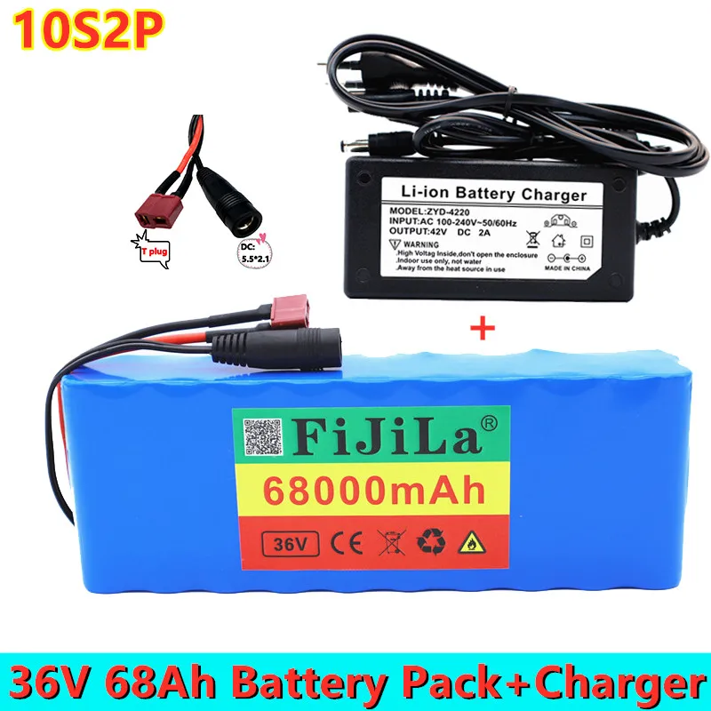

36V 68Ah10S2P 18650 Rechargeable battery pack 68000mAh,modified Bicycles,electric vehicle 42V Protection PCB+42V Charger