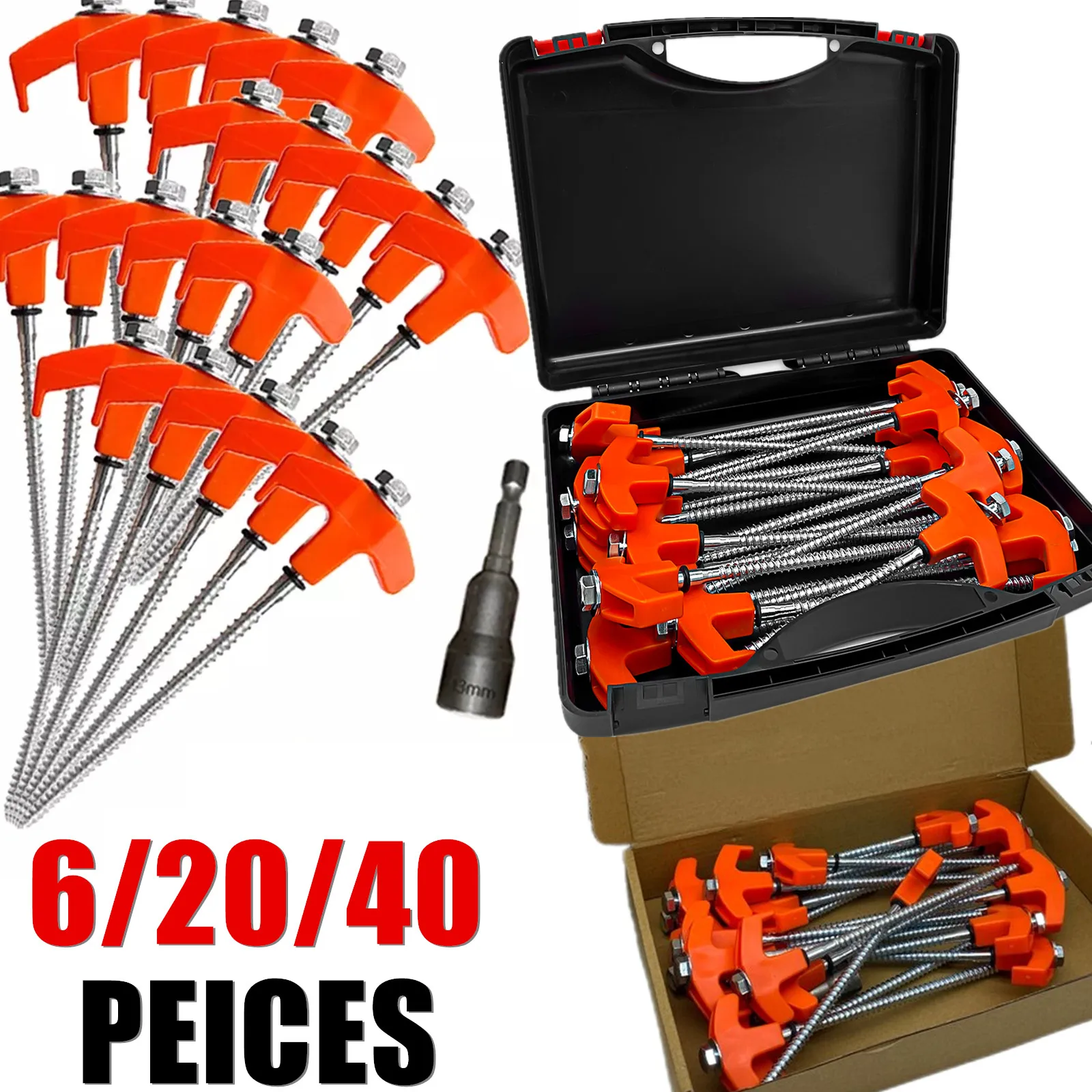 6/20/40Pc Screw In Tent Pegs Drill Top Hard Ground Camping Awning Pegs Camping Ground Sheet Anchor Hard Ground Awning Pegs 6/20/40Pc Screw In Tent Pegs Drill Top Hard Ground Camping Awning Pegs Camping Ground Sheet Anchor Hard Ground Awning Pegs