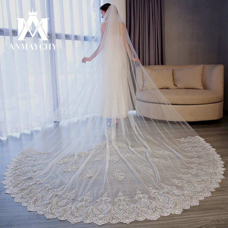 

3.5 Meters Wedding Bridal Veil 2024 Cathedral Length Veil With Comb White Ivory Velo De Novia