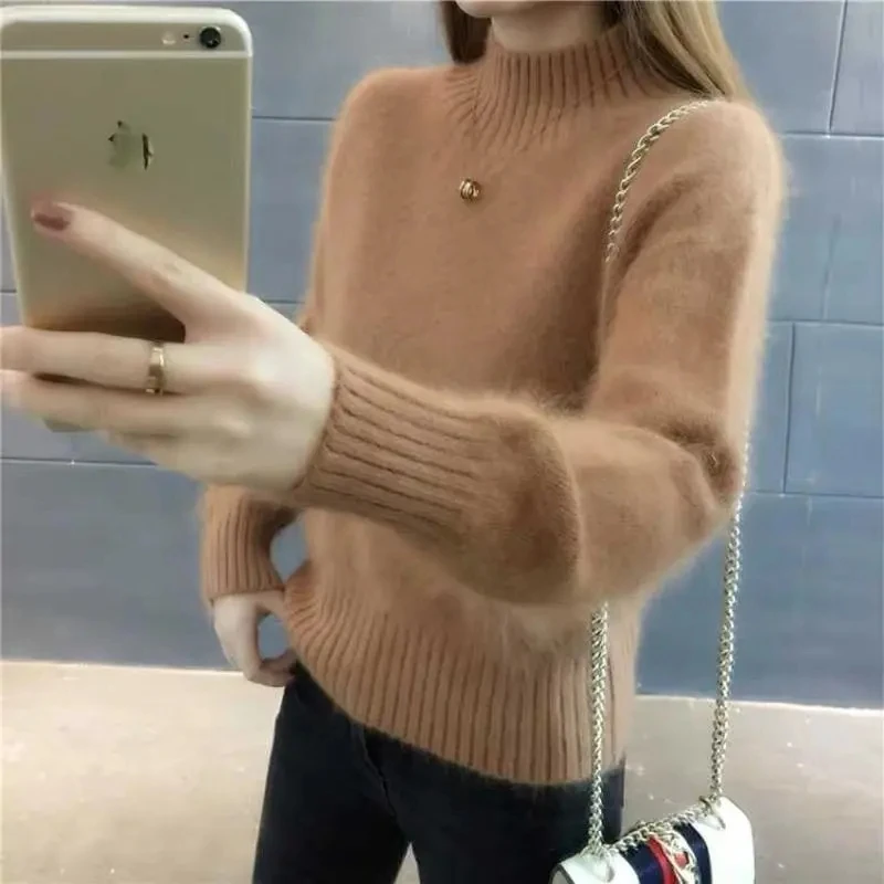 Thickened Mink Plush Warm Sweater for Women's 2024 New Autumn/Winter Half High Neck Pullover Knitted Sweater Loose Bottom Jumper
Thickened Mink Plush Warm Sweater for Women's 2024 New Autumn/Winter Half High Neck Pullover Knitted Sweater Loose Bottom Jumper