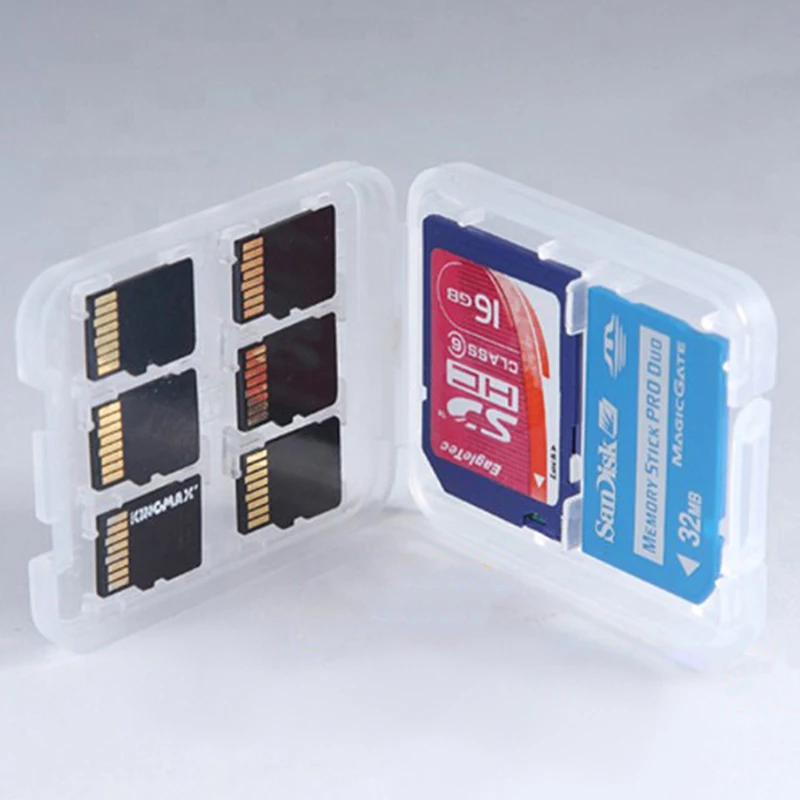 

1Pc Transparent Protector Holder Micro Box For SD SDHC TF MS Memory Card Storage Case Plastic Boxes