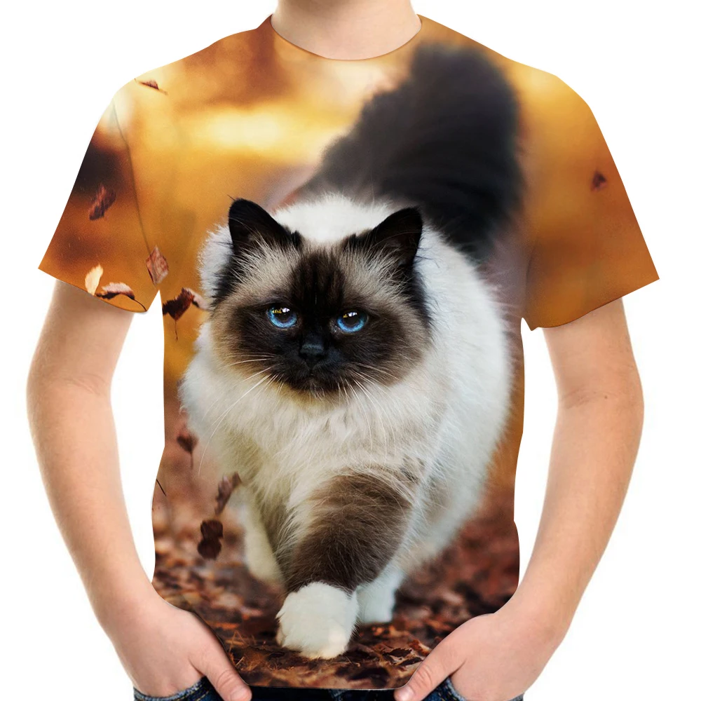 

Summer 4-20Y Children 3D T-Shirt Animal Cat Creative Pattern Print Girl Boy T Shirt Kids Baby Casual Tshirt Teen Cool Party Tops