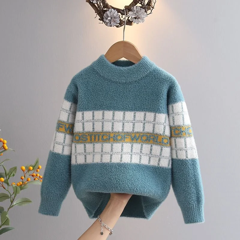 

Boys Woolen Sweater Crochet Cotton Windbreak 2023 Cheap Thicken Autumn Winter Pullover High Quality Children's Clothing