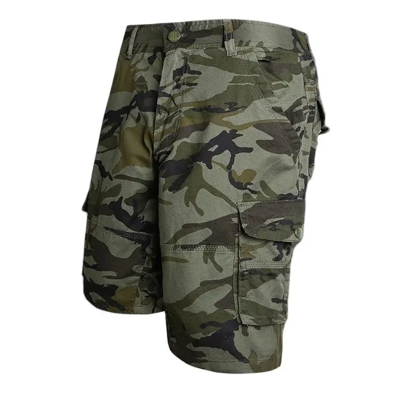 

Summer Camouflage Cargo Shorts Men Stretch Cotton Drawstring Work Wear Straight Casual Shorts Male Loose Bermuda Short Pants