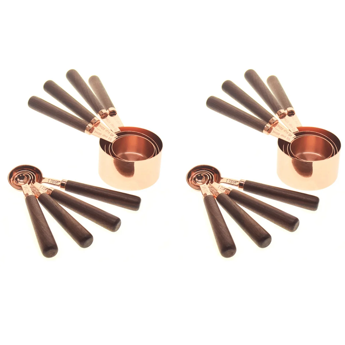 2X Measuring Cups Spoons Set Wood Handle Stainless Steel Plated Copper Metal Measuring Scoop Baking Kitchen Accessories
2X Measuring Cups Spoons Set Wood Handle Stainless Steel Plated Copper Metal Measuring Scoop Baking Kitchen Accessories