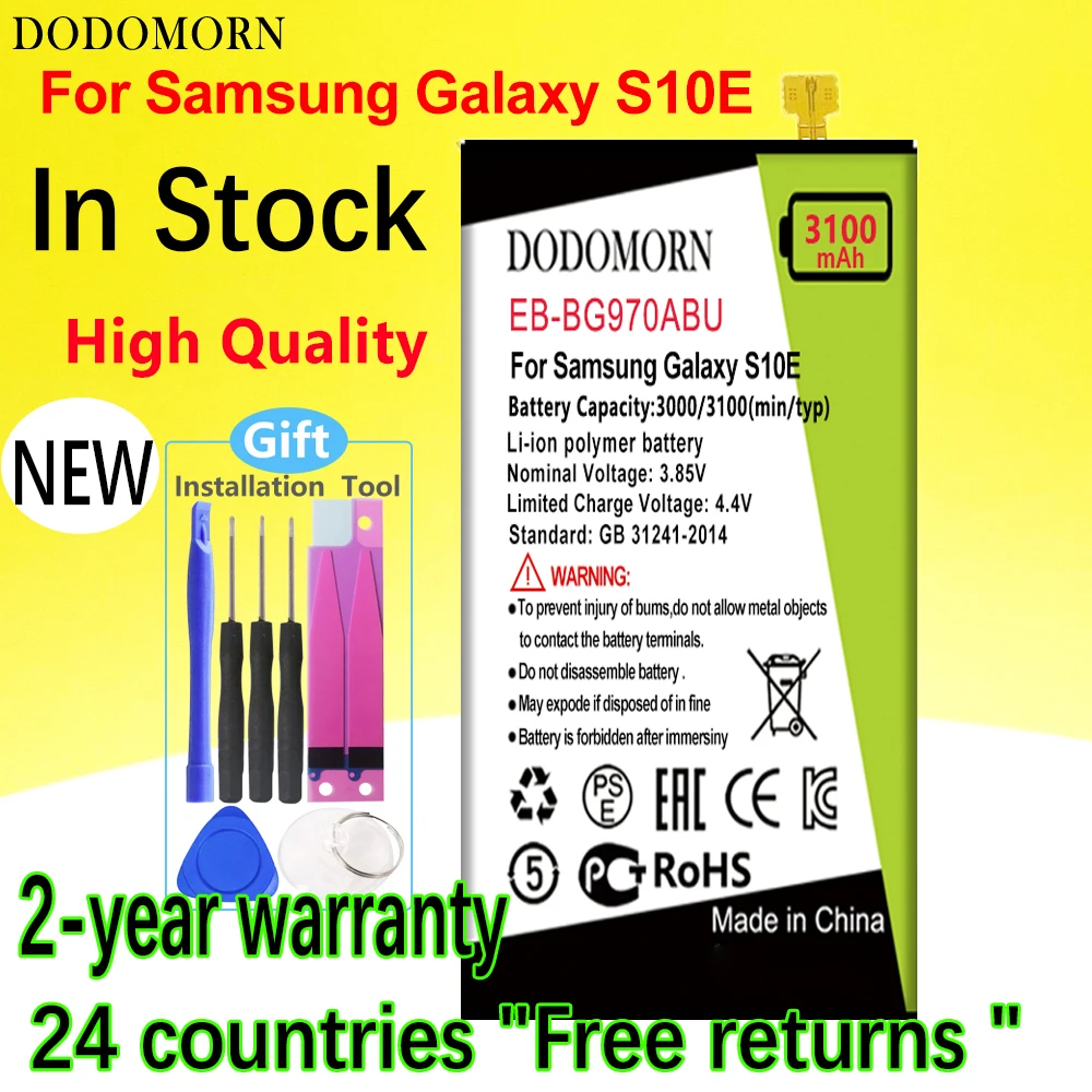 

DODOMORN EB-BG970ABU Battery For Samsung Galaxy S10E S10 E G9700 SM-G970F/DS SM-G970F SM-G970U SM-G970W Phone+Tracking Number