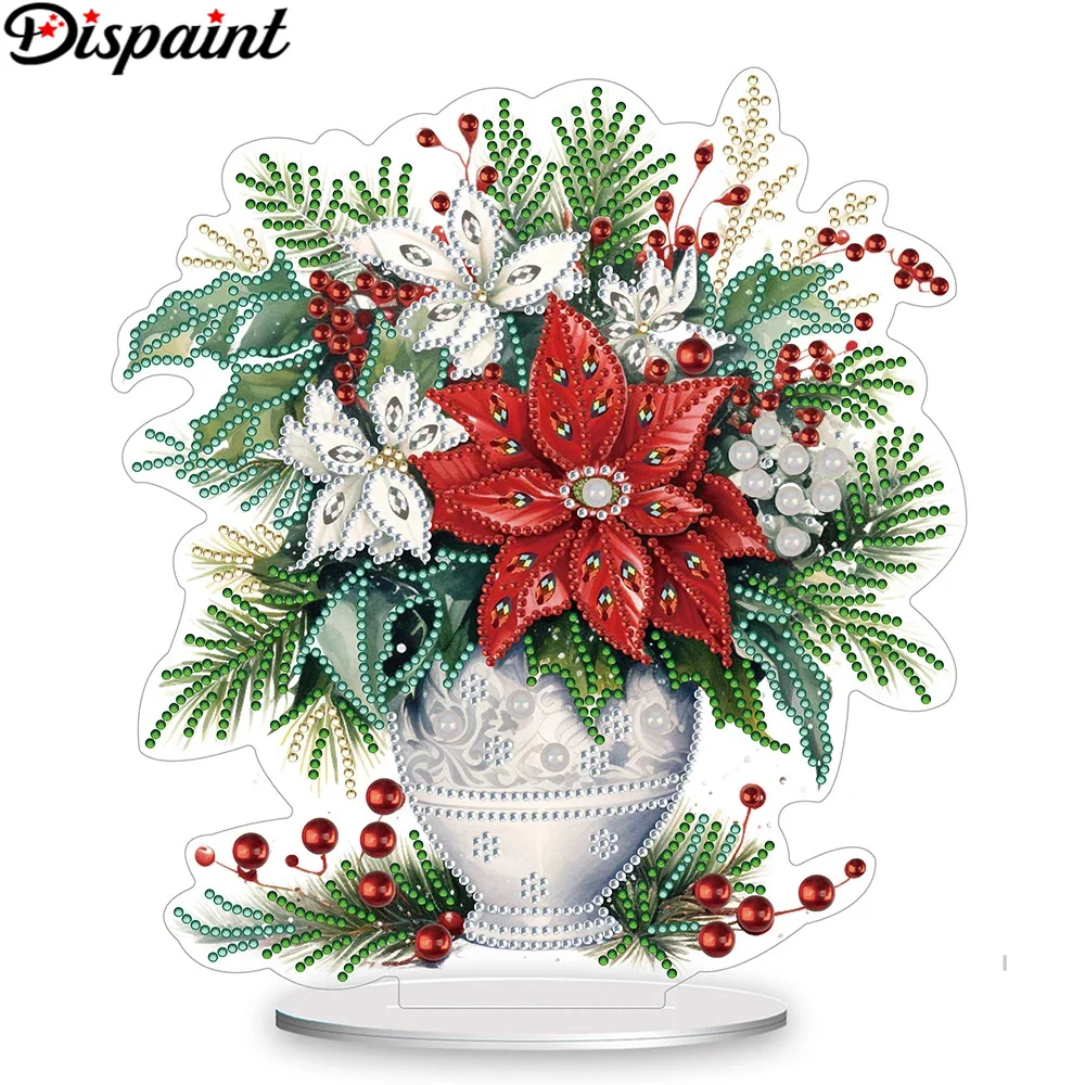 

Dispaint 5D DIY Diamond Painting Special Shape Drill Desk Ornament Crystal Flower Embroidery Rhinestone Home Tabletop Decor Gift