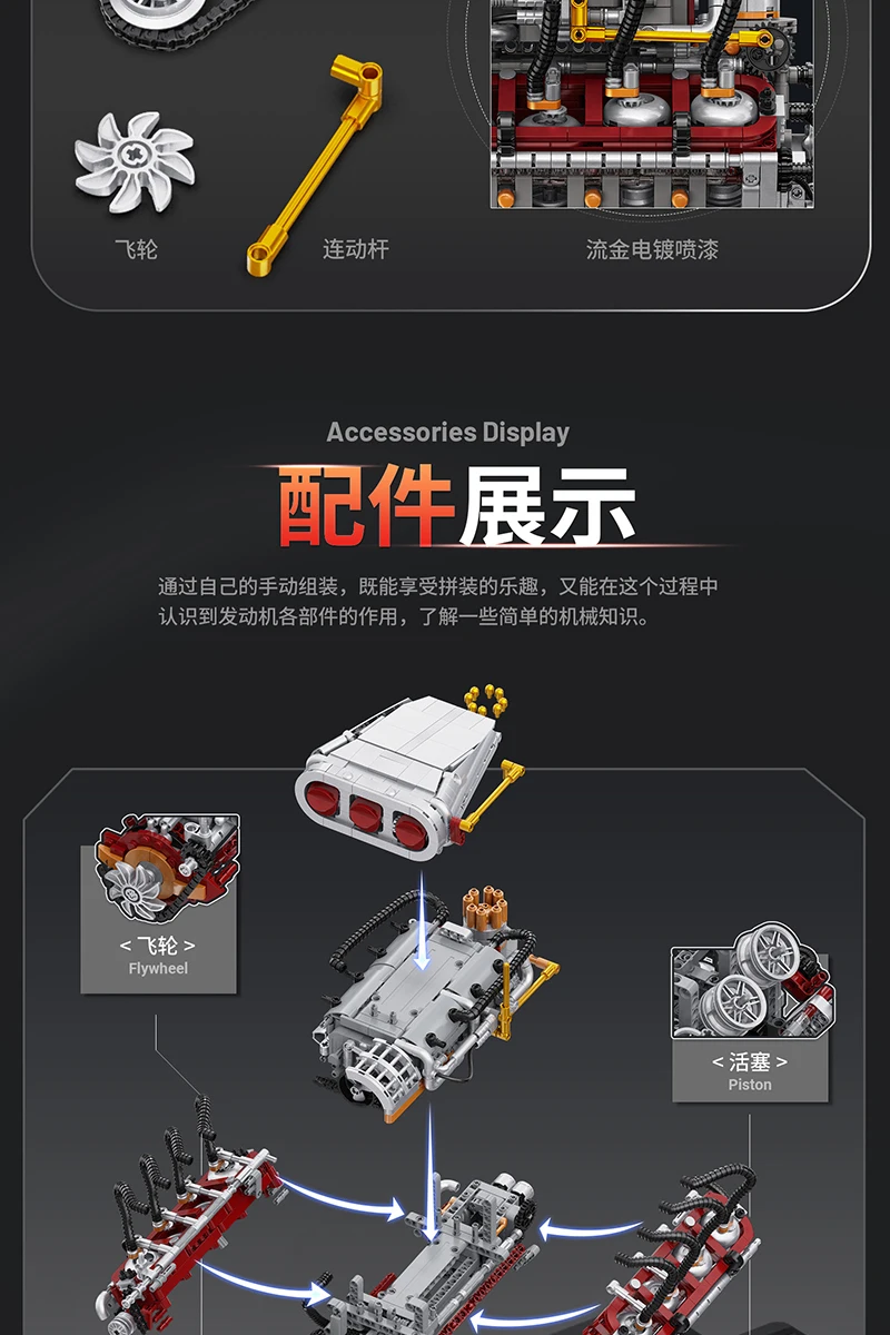 Y15001 Supercar V8 engine Model Building Block kits MOC bricks Block toys Motor drive Creative puzzle Toy for kid Birthday Gift Y15001 Supercar V8 engine Model Building Block kits MOC bricks Block toys Motor drive Creative puzzle Toy for kid Birthday Gift
