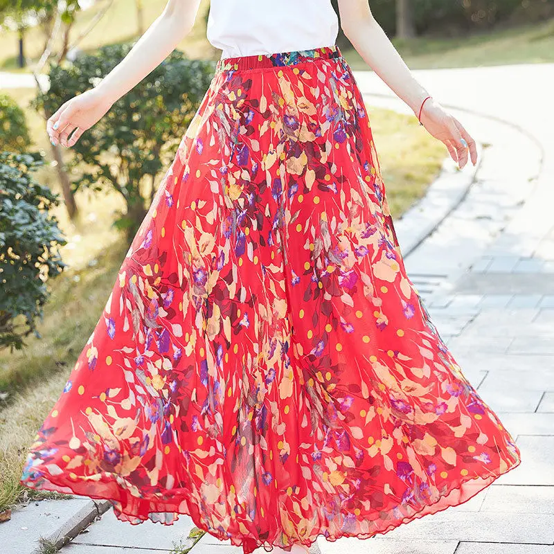 Womens Chiffon Vintage Long Maxi Skirt Beach Ankle Length Skirt Female Floral Full Length Beach Skirts
Womens Chiffon Vintage Long Maxi Skirt Beach Ankle Length Skirt Female Floral Full Length Beach Skirts