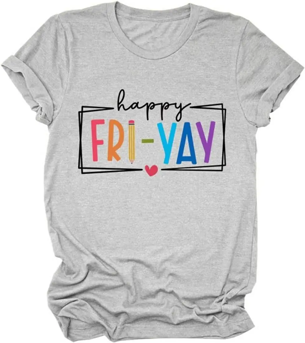 Happy Fri-Yay Shirts for Women Funny Teacher Shirt Casual Short Sleeve Summer T Shirt Teacher Gifts Novelty Tee Tops
Happy Fri-Yay Shirts for Women Funny Teacher Shirt Casual Short Sleeve Summer T Shirt Teacher Gifts Novelty Tee Tops