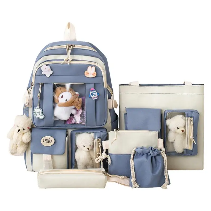Backpacks For Teens Girls 5 Pieces Kawaii Backpack Set Women Backpack With Shoulder Bag Pencil Bags Tote Bag String Pouch Pins
Backpacks For Teens Girls 5 Pieces Kawaii Backpack Set Women Backpack With Shoulder Bag Pencil Bags Tote Bag String Pouch Pins