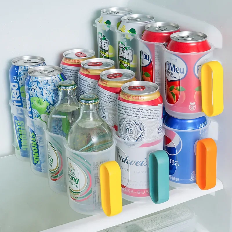 

4 Hole Beverage Soda Drink Can Organizer Racks Fridge Drink Bottle Holder Beer Refrigeration Shelf Home Kitchen Storage Box Case