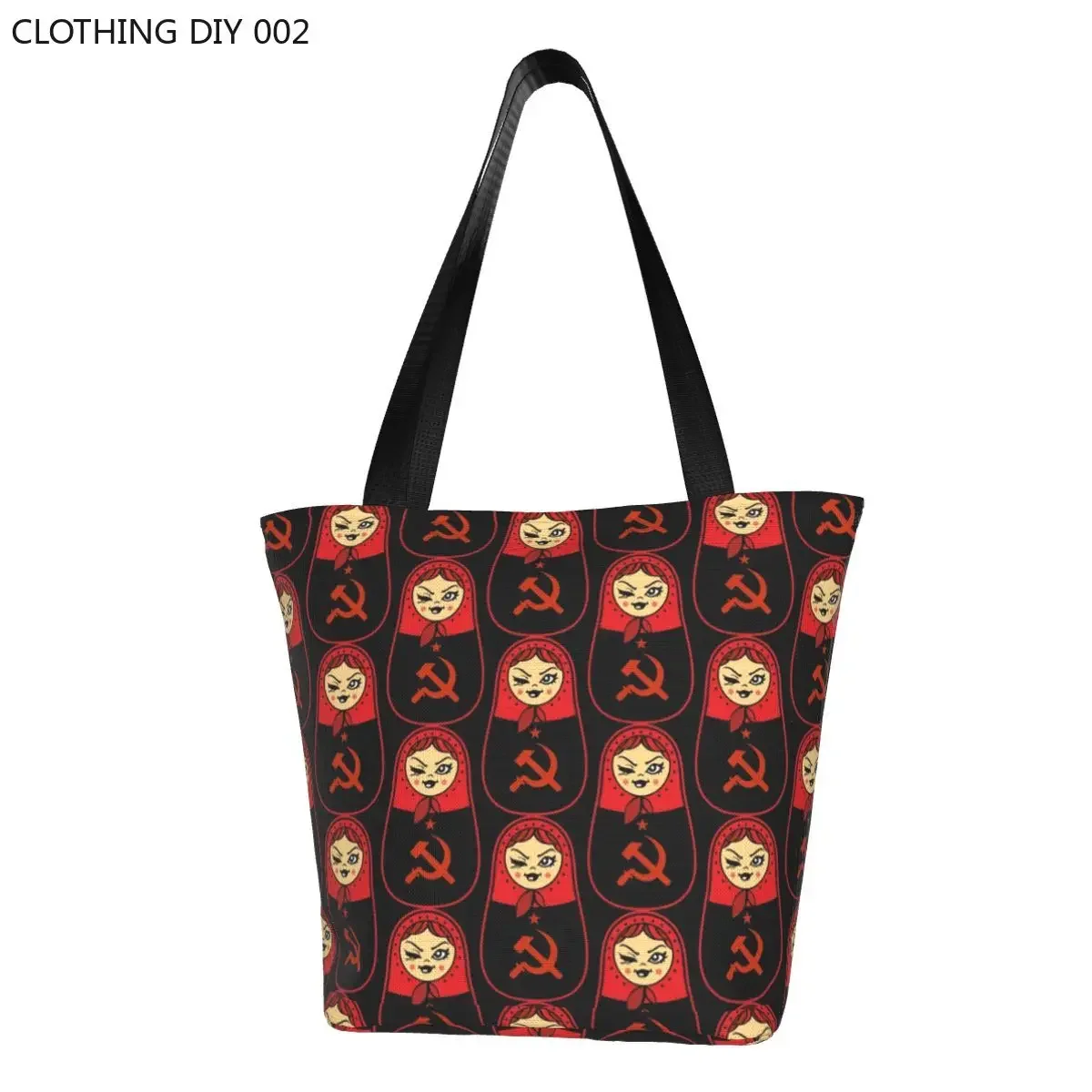 

Funny Print Russia Matryoshka Doll CCCP Tote Shopping Bags Reusable Canvas Shopper Shoulder Russian Folk Art Handbag