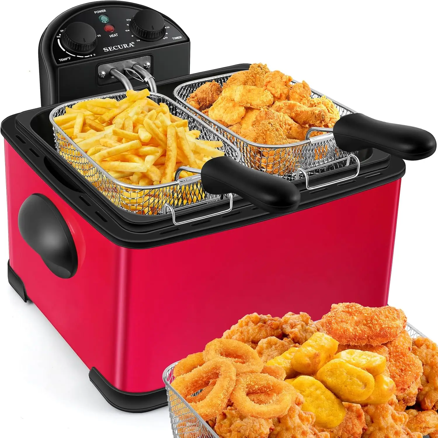 1700-Watt Stainless-Steel Triple Basket Electric Deep Fryer with Timer Free Extra Odor Filter, 4L/17-Cup, Black 8 Mallzona S5154edf8ba164ada860fa0574f4352abQ 1700-Watt Stainless-Steel Triple Basket Electric Deep Fryer with Timer Free Extra Odor Filter, 4L/17-Cup, Black Mallzona
