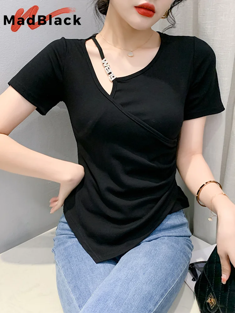 MadBlack Summer European Clothes Off Shoulder Tshirts Women Sexy Beaded Solid Slim Tops Short Sleeves Tees New 2023 T34881M
MadBlack Summer European Clothes Off Shoulder Tshirts Women Sexy Beaded Solid Slim Tops Short Sleeves Tees New 2023 T34881M