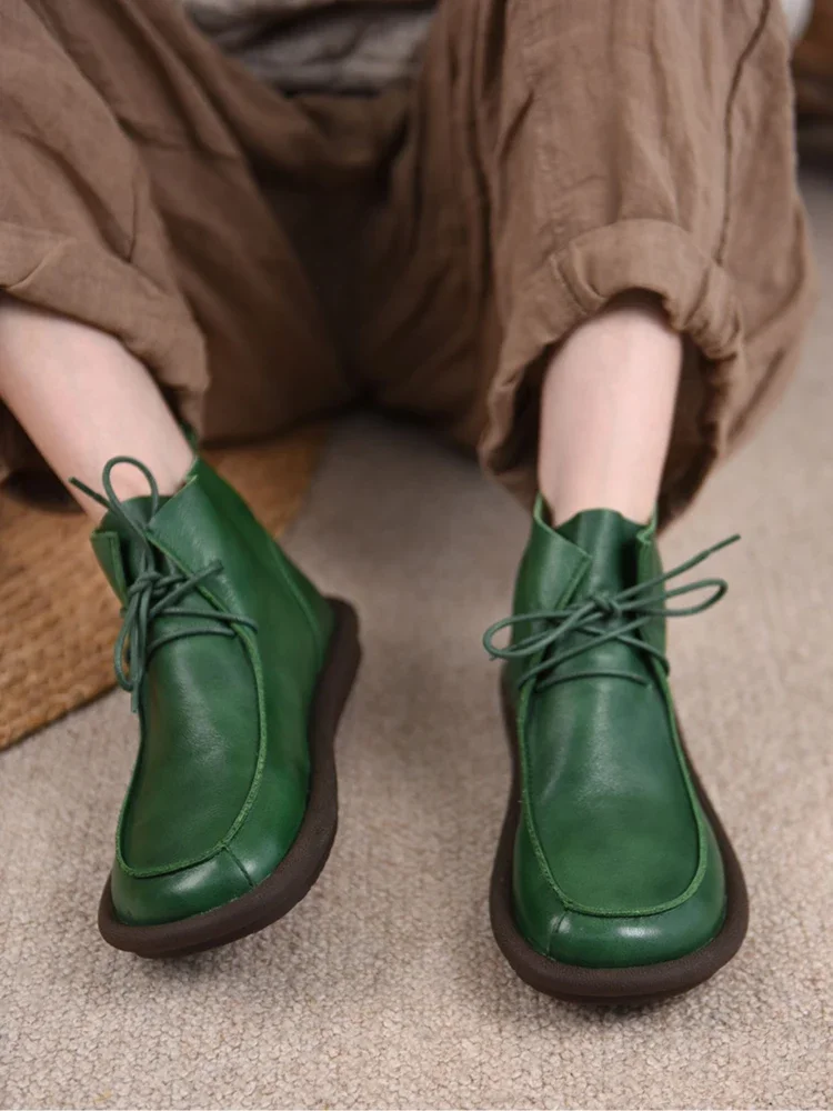 Artmu Genuine Leather Ankle Boots For Women Lace Up Luxury Soft Soled Winter Plush Snow Boots Flats Leisure Ladies Green Boots
Artmu Genuine Leather Ankle Boots For Women Lace Up Luxury Soft Soled Winter Plush Snow Boots Flats Leisure Ladies Green Boots