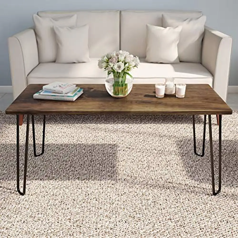 Hairpin Legs Coffee Table Modern Industrial Design Steel Frame Brown Woodgrain-look
Hairpin Legs Coffee Table Modern Industrial Design Steel Frame Brown Woodgrain-look