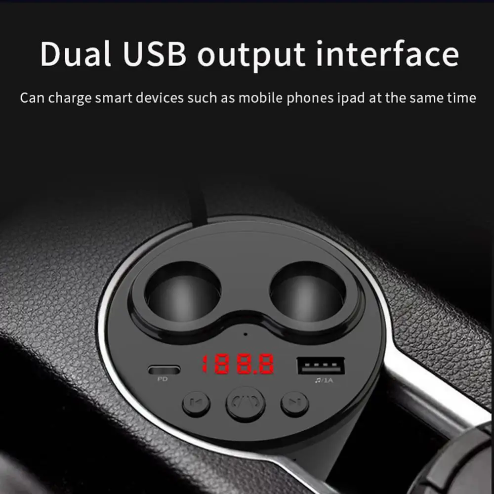 

Car Charger 10w Bluetooth Handsfree Universal Multifunctional Car Accessories Cup Style Dual Cigarette Lighter Car Kit