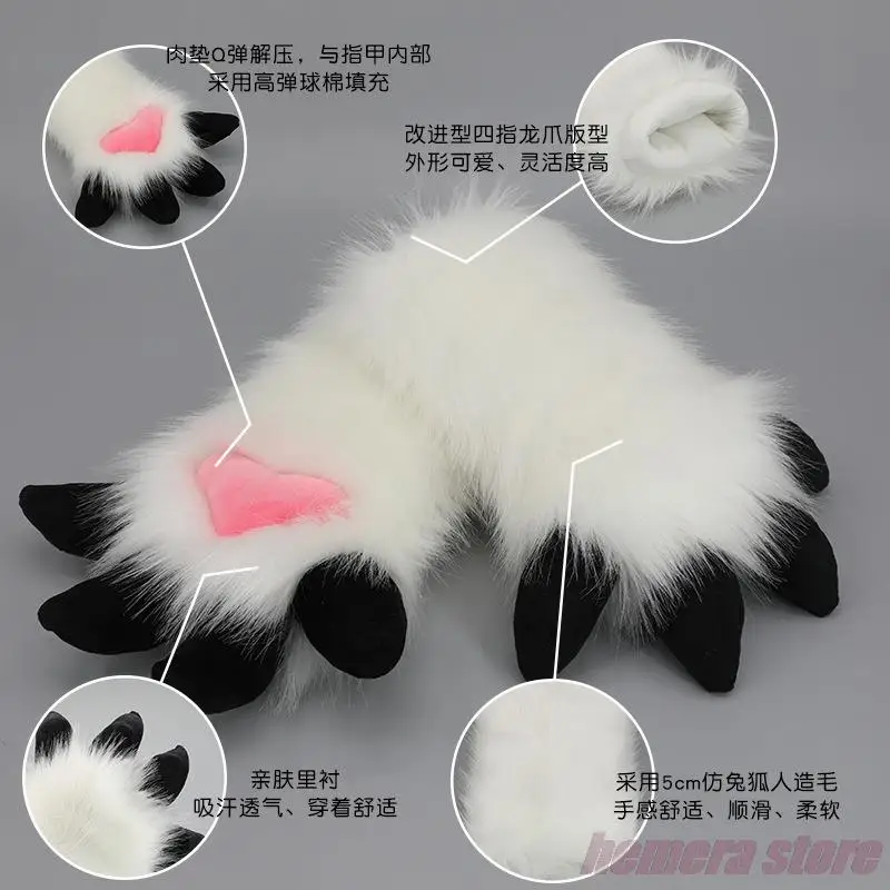 

Unisex Cosplay Tiger Gloves Cartoon Animal Paw Shape Plush Slipper Boots Halloween Mittens Furry Cuffs Gloves Carnival Party