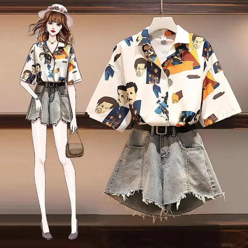 2022 Summer New Elegant Women's Shorts Set Personalized Chiffon Shirt Denim Shorts Two Piece Sets Womens Outifits Pants Sets
2022 Summer New Elegant Women's Shorts Set Personalized Chiffon Shirt Denim Shorts Two Piece Sets Womens Outifits Pants Sets