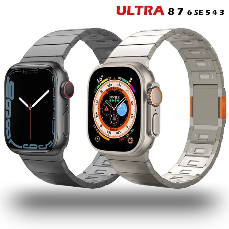 

Band for Apple Watch Ultra 49mm Series 8 7 6 SE54321 Link bracelet stainless steel strap for iWatch Magnet buckle 49 45 44 42mm