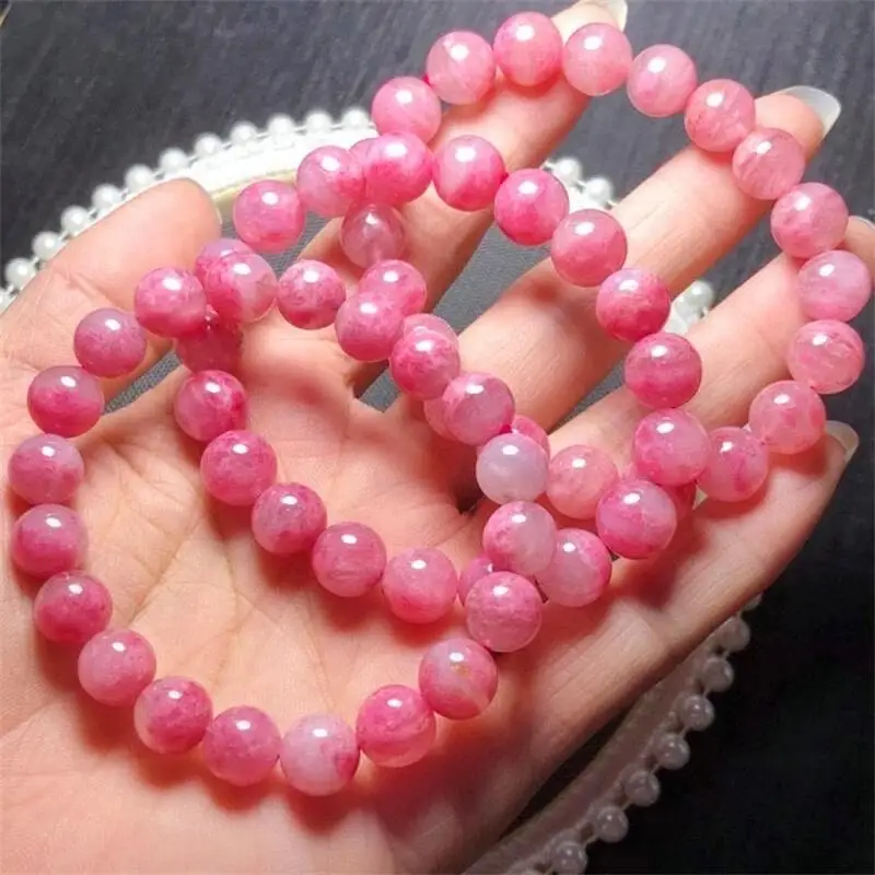 

Natural Rhodonite Sakura Bracelets Crystal Gemstone Fashion Healing Chakra Stress Relief Reiki Yoga Energy Bracelet 1pcs 10mm