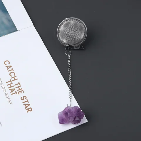 Natural Crystal Amethyst tooth flower Tea filter accessories decoration 304 stainless steel tea making tools gifts
Natural Crystal Amethyst tooth flower Tea filter accessories decoration 304 stainless steel tea making tools gifts