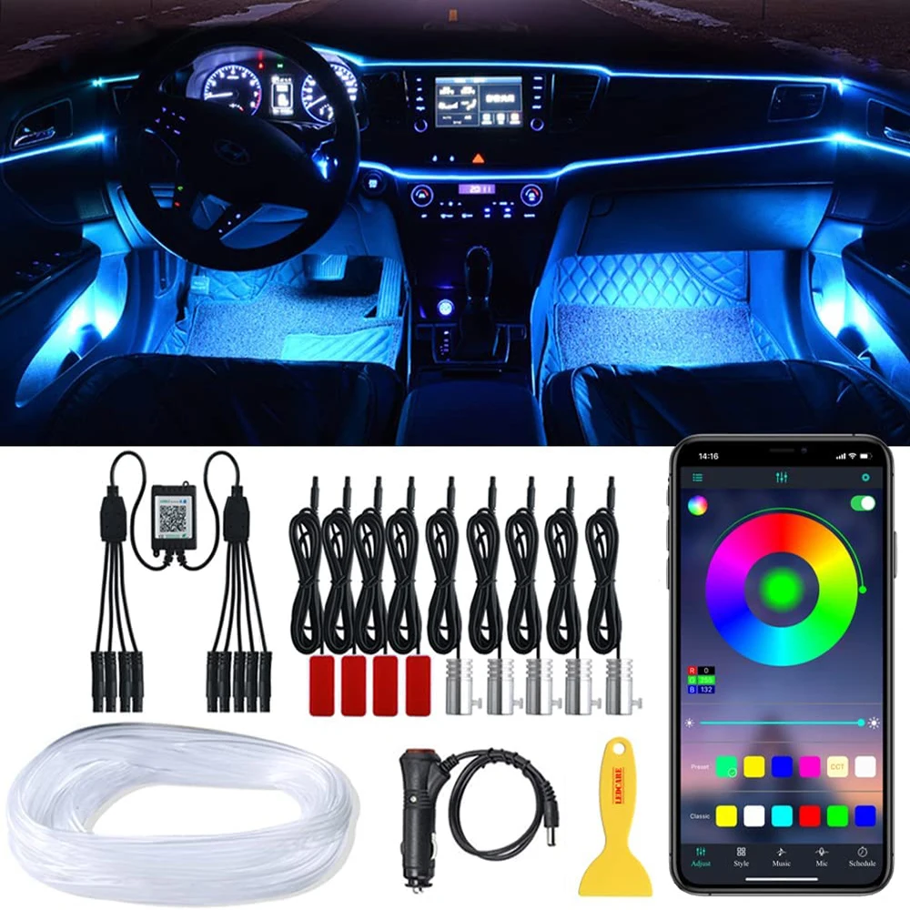 RGB Fiber Optic EL LED Car Ambient Interior Foot Light App Sound Music Control Neon LED Strip Auto Atmosphere Decorative Lamps
RGB Fiber Optic EL LED Car Ambient Interior Foot Light App Sound Music Control Neon LED Strip Auto Atmosphere Decorative Lamps