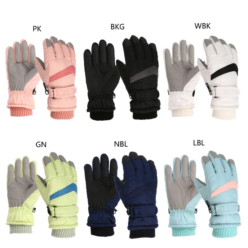 

Anti Slip Winter Gloves Ribbed Cuff Designed Gloves Children's Warm Mittens Thickened Cold Weather Windproof Ski Gloves