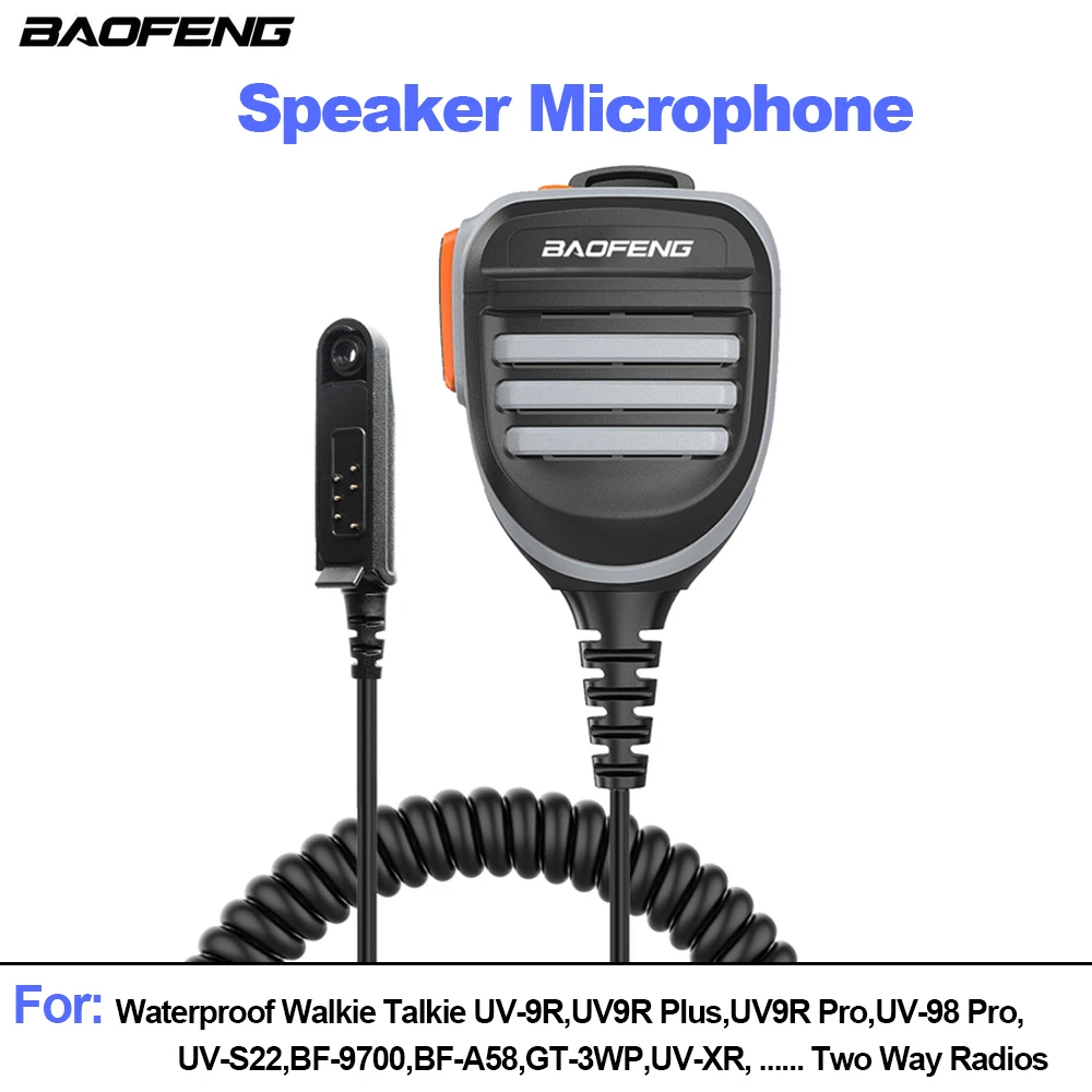 

Baofeng Microphone UV-9R Pro Max V2 Walkie Talkie Waterproof PTT Speaker Mic for UV-9R Plus UV S22 UV-98 BF 9700 GT3WP Ham Radio