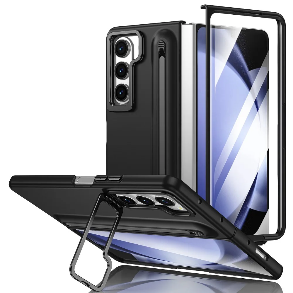 Business Lens Bracket Premium Film Integrated Case For Samsung Galaxy Z Fold 7 6 5 4 3 With Pen Slot Holder Anti-Drop Hard Cover Business Lens Bracket Premium Film Integrated Case For Samsung Galaxy Z Fold 7 6 5 4 3 With Pen Slot Holder Anti-Drop Hard Cover