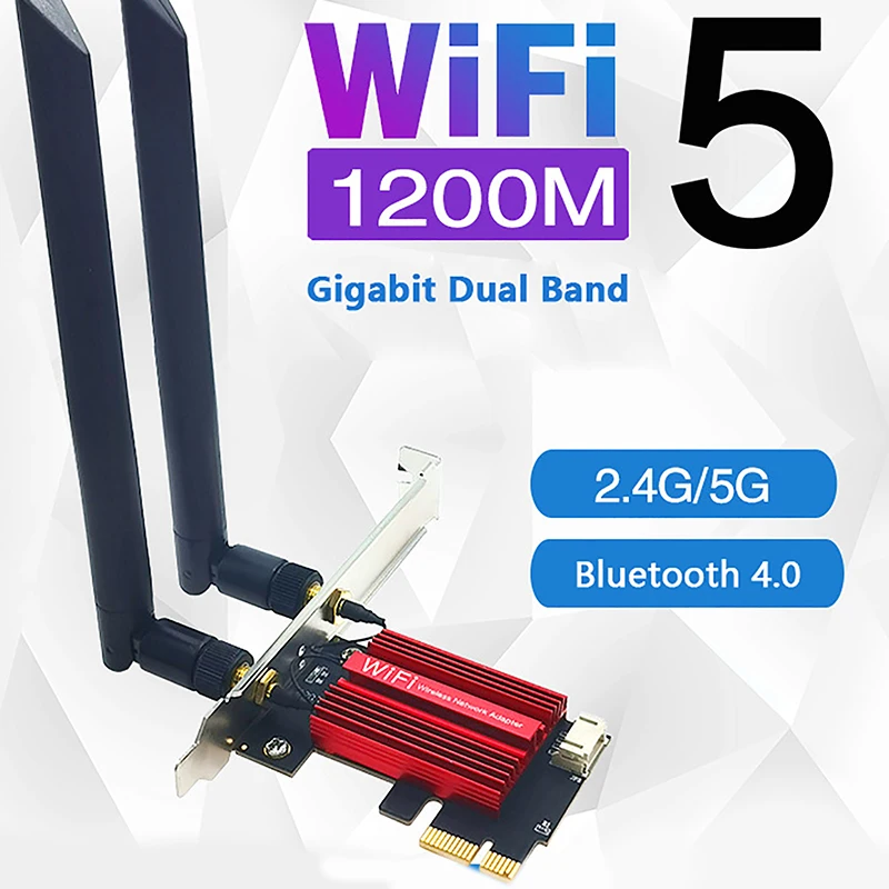 2.4G/ 5G Dual Band 7260AC Built-in Wireless PCI-E Card For Desktop PC 1200Mbps Bluetooth 4.0 PCi Express Wifi Adapter
2.4G/ 5G Dual Band 7260AC Built-in Wireless PCI-E Card For Desktop PC 1200Mbps Bluetooth 4.0 PCi Express Wifi Adapter