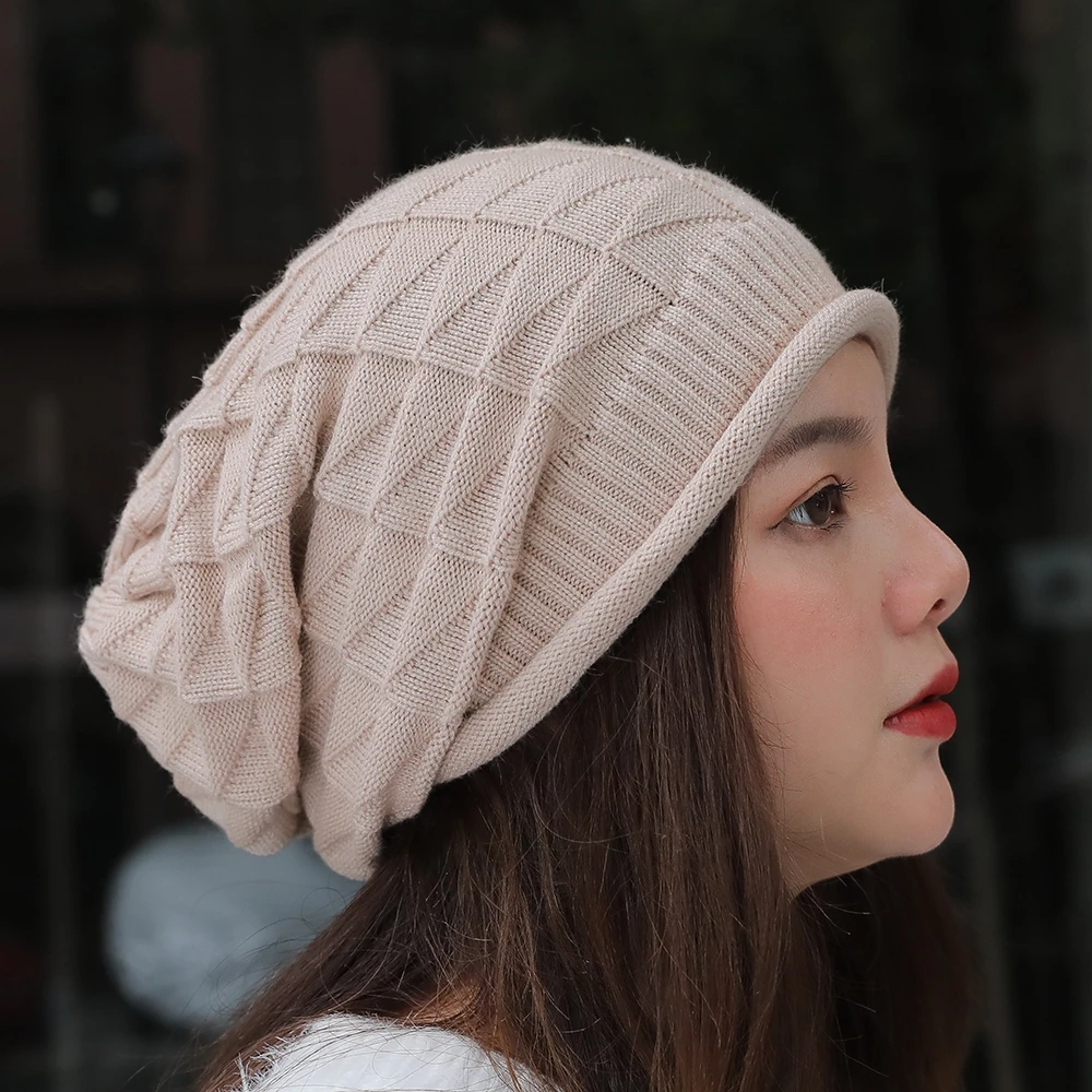 

Knitted Baggy Beanie Oversized Winter Hat Ski Slouchy Cap Skullies Beanies Women Men Winter Wool Warm Cap Beanies Unisex