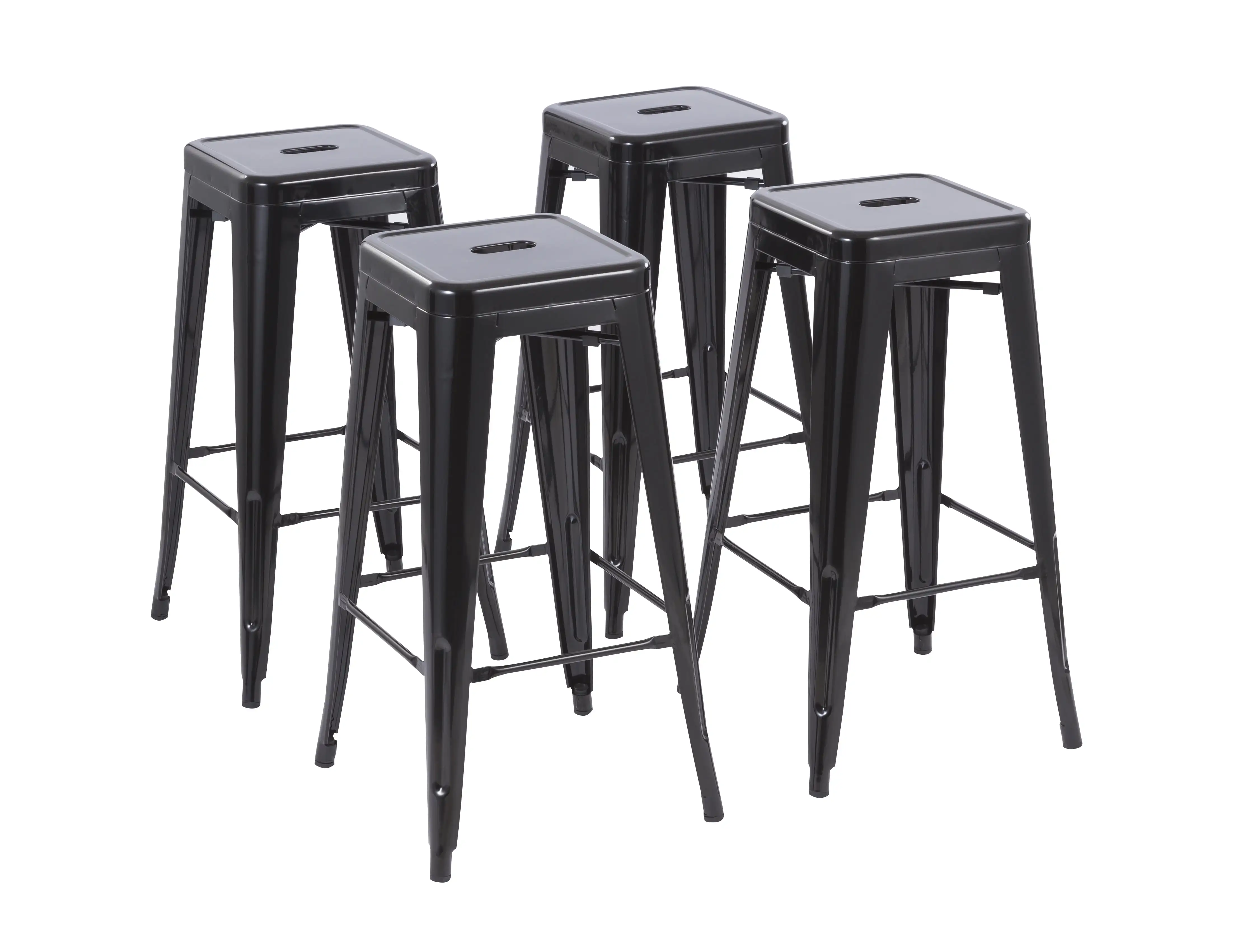 

Набор из 4 стульев с открытой спиной, кухонный остров, 30 дюймов, черные металлические штабелируемые барные стулья