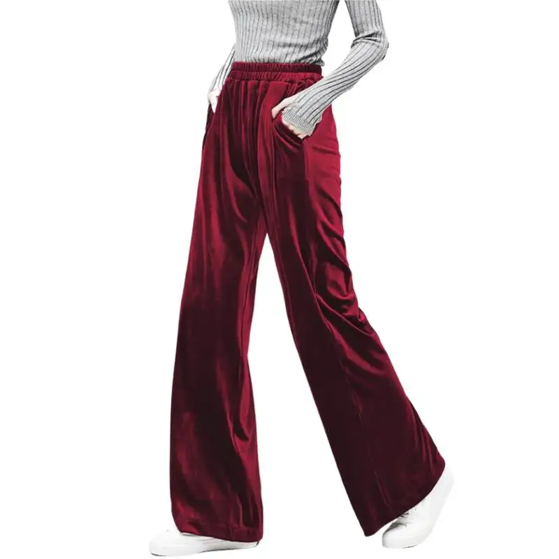

2023 Winter velvet trousers,Korean fashion Women Autunm high waist streewear casual velour pants,plus size black spodnie damskie
