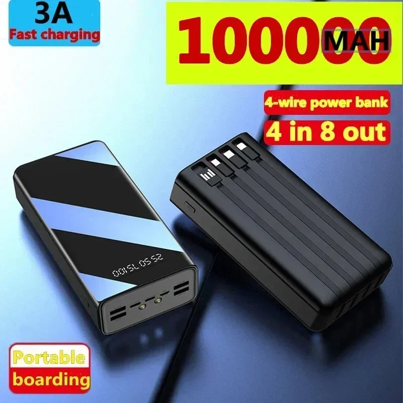 

USB-источник питания для быстрой зарядки на 100000 мА · ч, дисплей, портативный источник питания для мобильного телефона, внешняя зарядка аккумулятора для телефонов