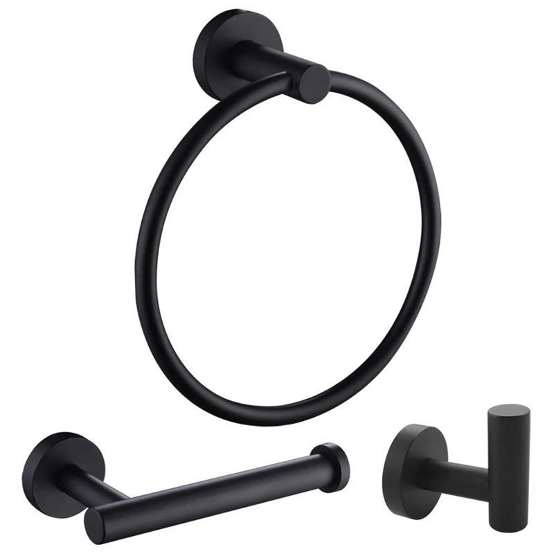 Матовый черный набор принадлежностей для ванны, современный набор аксессуаров для хранения из нержавеющей стали
Матовый черный набор принадлежностей для ванны, современный набор аксессуаров для хранения из нержавеющей стали
