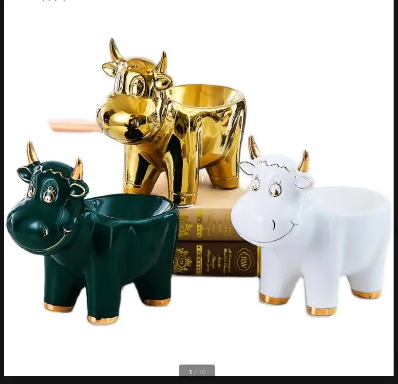 

Ceramics Animal Storage Ornaments Cow/deer Key Storage Box Groceries Organize Tray Desktop Statue Crafts Decoration Furnishings