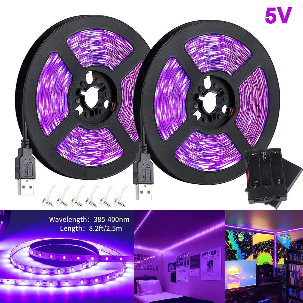 USB Battery UV LED Strip Flexible 2835 SMD 385-400nm Black Light Ultraviolet Lamp for DJ Fluorescence Party Christmas Decoration
USB Battery UV LED Strip Flexible 2835 SMD 385-400nm Black Light Ultraviolet Lamp for DJ Fluorescence Party Christmas Decoration