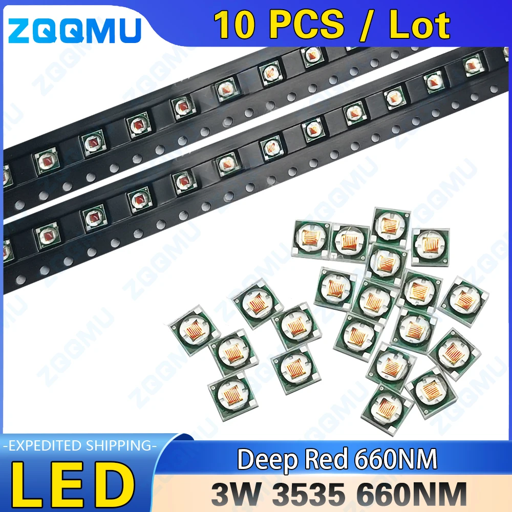 

10 PCS 3535 LED Lamp Beads 3535 660NM 620NM 3W Deep Red Red Light Infrared Plant Lamp LED 3535