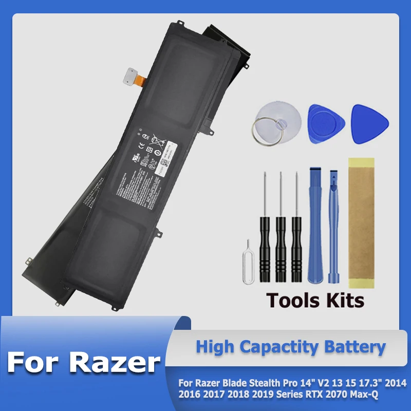 

New RC30-0248 RZ09-0166 Battery For Razer Blade Stealth Pro 14" V2 13 15 17.3" 2014 2016 2017 2018 2019 Series RTX 2070 Max-Q