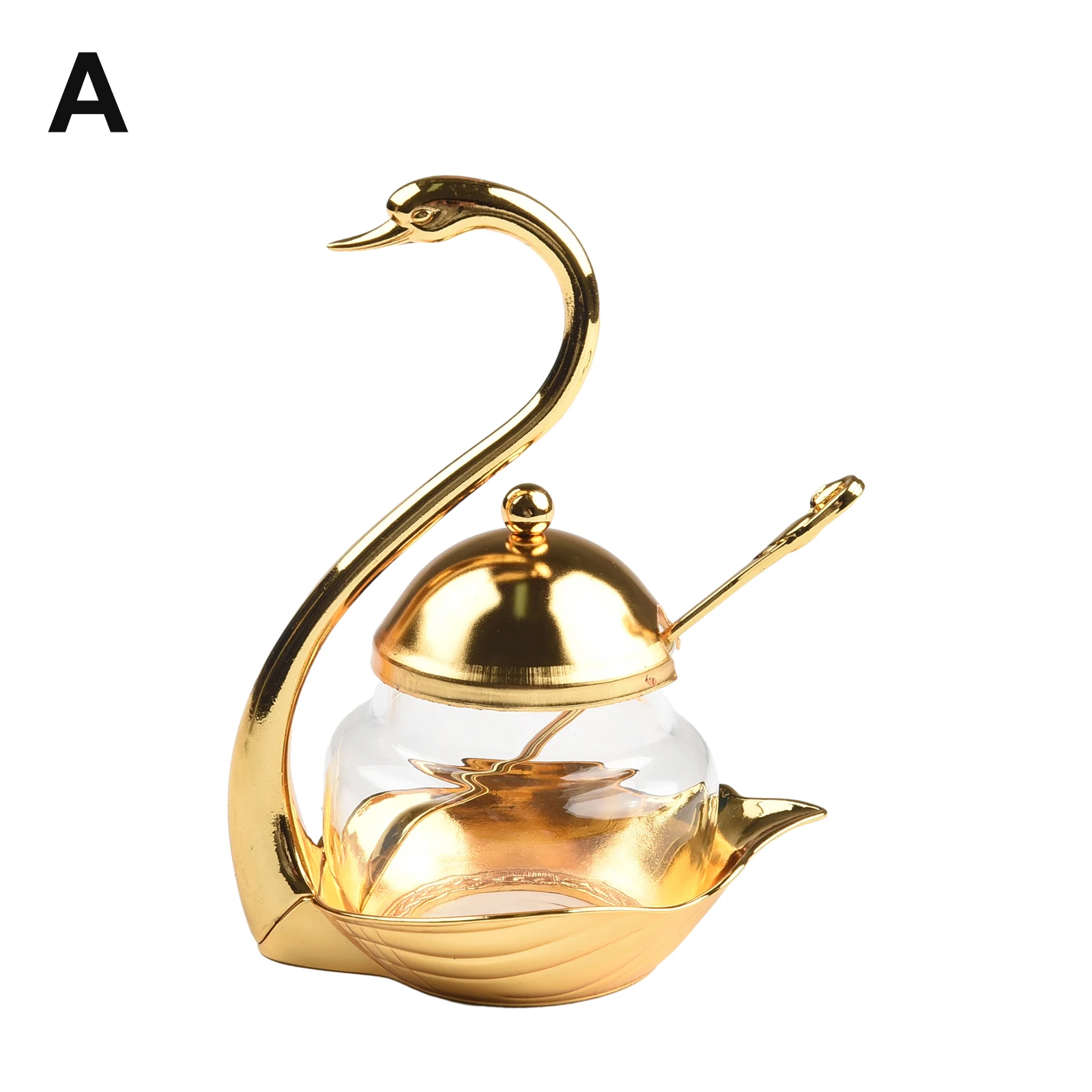 

Corrosion Resistant Swan Condiment Pot Spice Glass Jar with Serving Spoon Elegant and Functional Seasoning Container